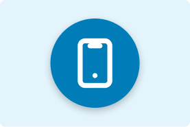 Outline of a mobile in a blue circle